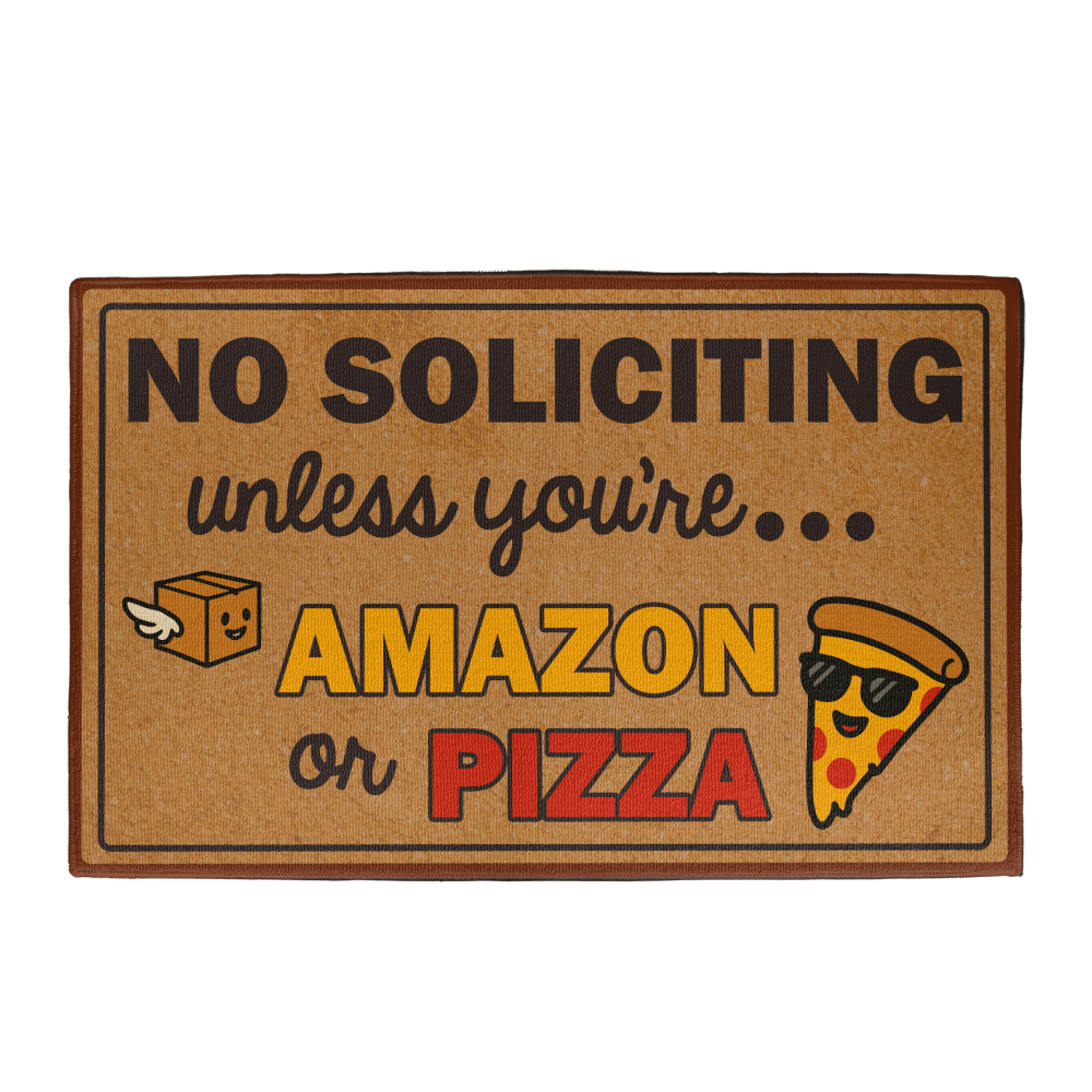 Funny Welcome Mat, No Soliciting Doormat, Indoor/Outdoor Entry Rug