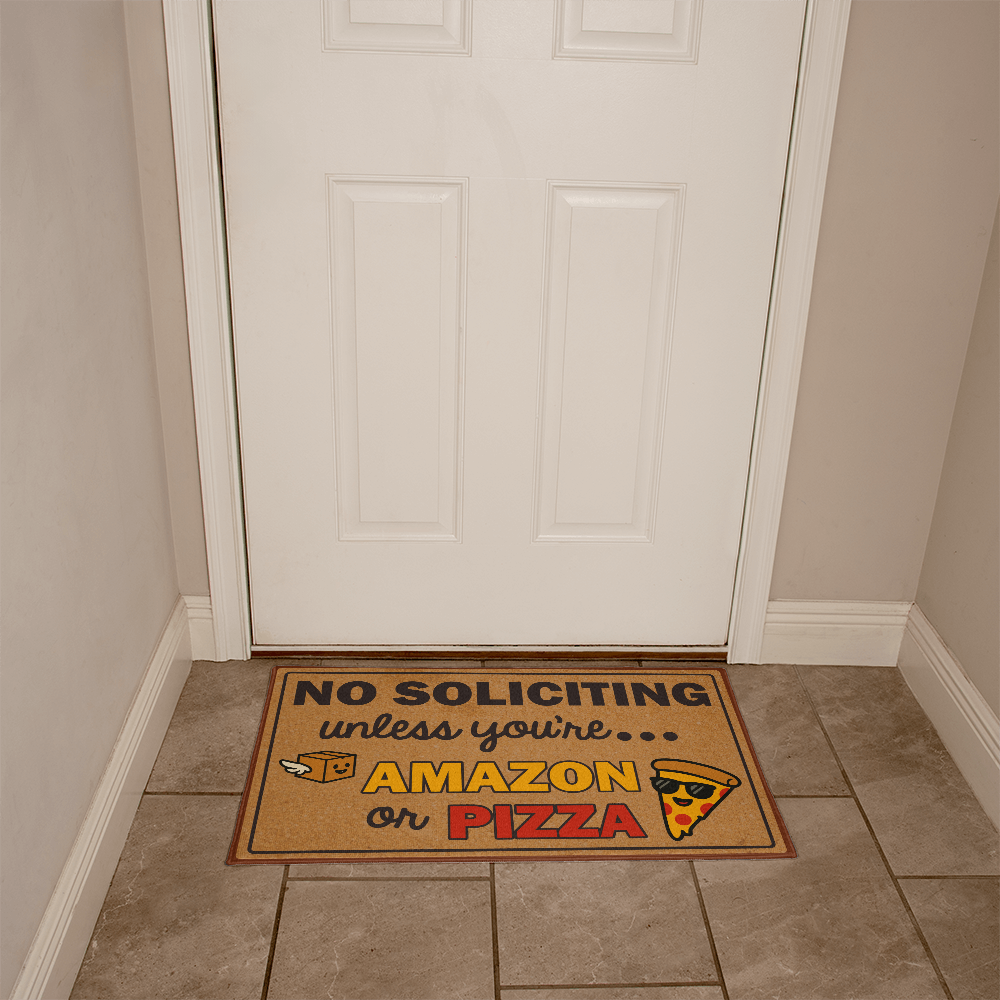 Funny Welcome Mat, No Soliciting Doormat, Indoor/Outdoor Entry Rug