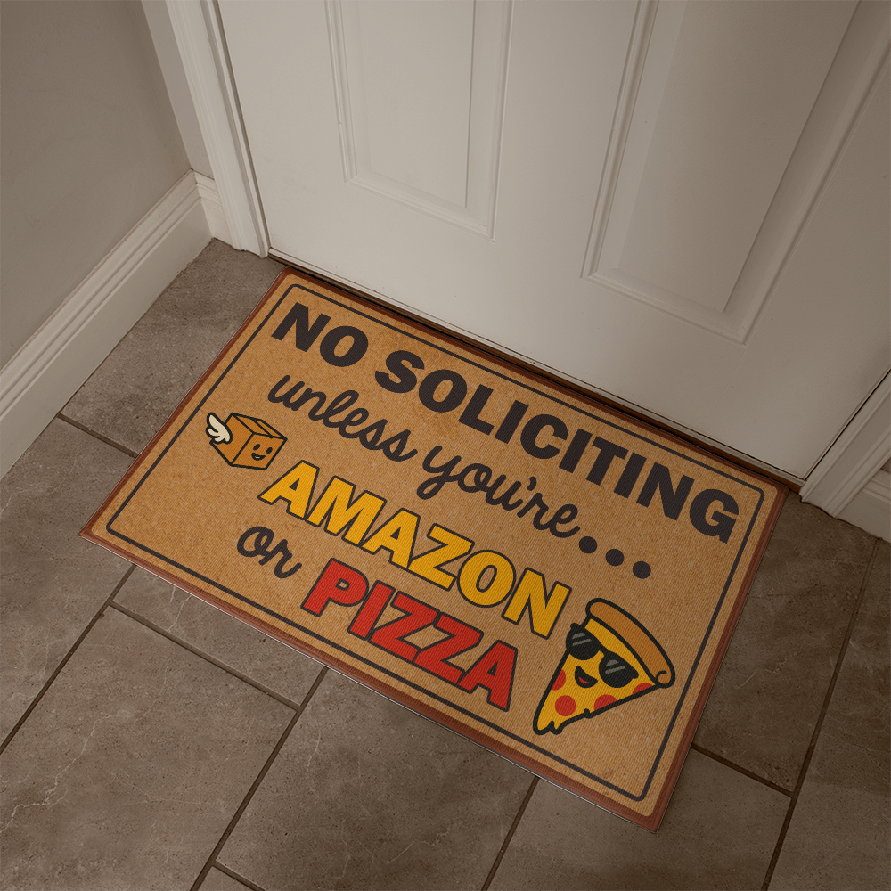 Funny Welcome Mat, No Soliciting Doormat, Indoor/Outdoor Entry Rug