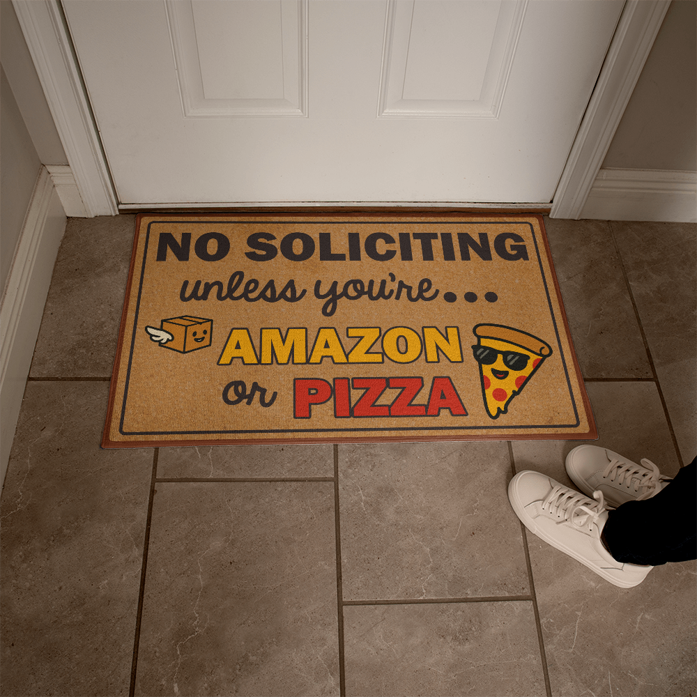 Funny Welcome Mat, No Soliciting Doormat, Indoor/Outdoor Entry Rug