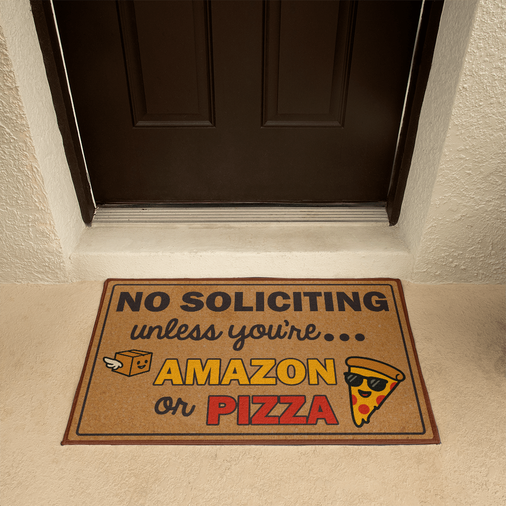 Funny Welcome Mat, No Soliciting Doormat, Indoor/Outdoor Entry Rug