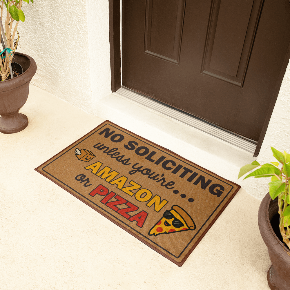 Funny Welcome Mat, No Soliciting Doormat, Indoor/Outdoor Entry Rug