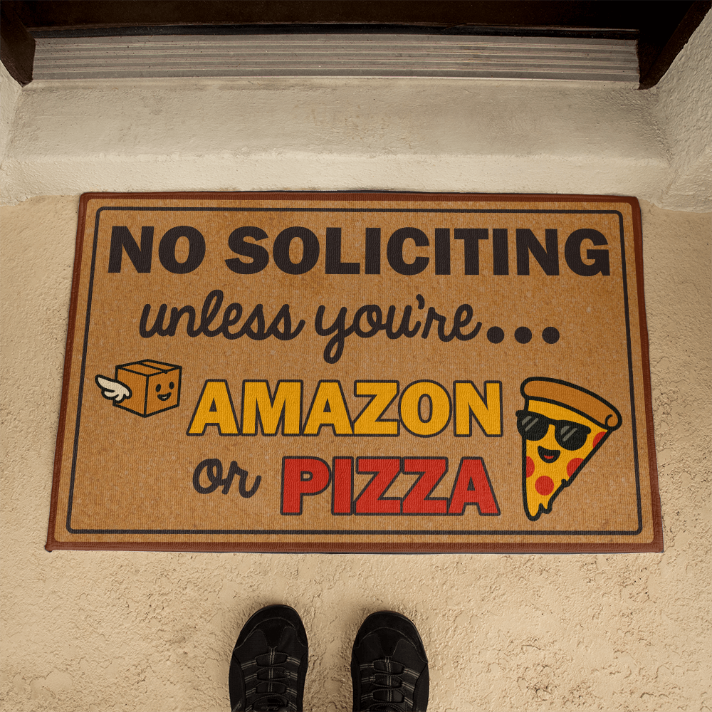 Funny Welcome Mat, No Soliciting Doormat, Indoor/Outdoor Entry Rug