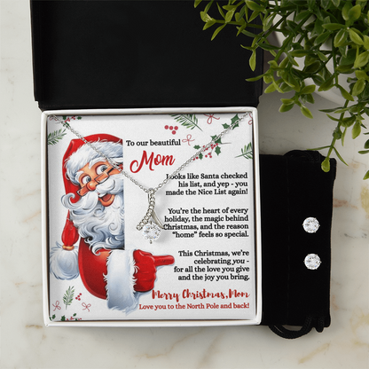 To Our Beautiful Mom, Merry Christmas, Necklace And Earring Set