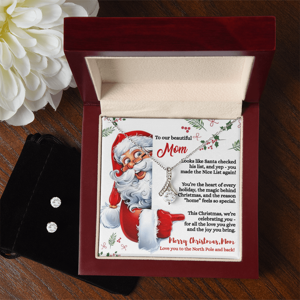 To Our Beautiful Mom, Merry Christmas, Necklace And Earring Set