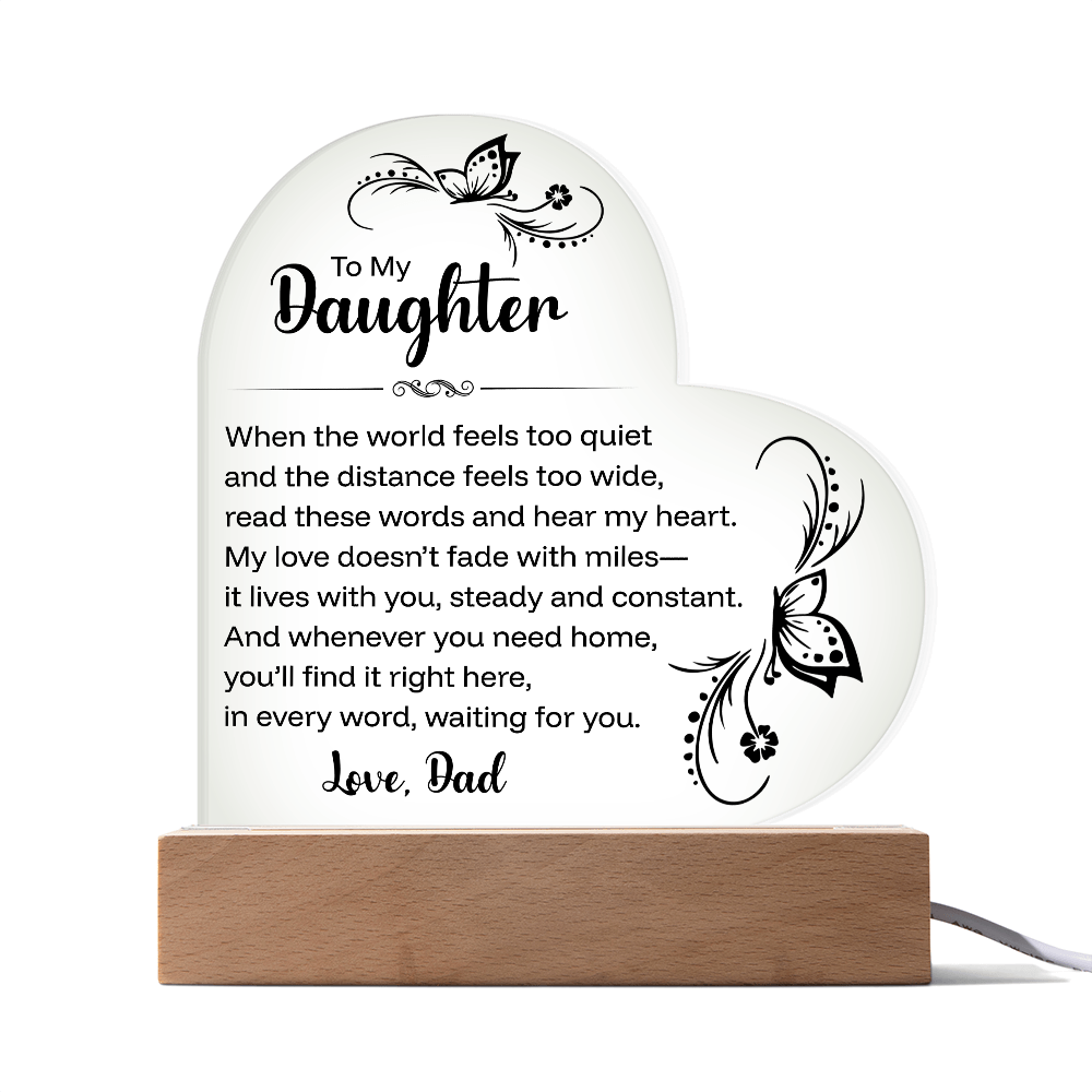 To My Daughter, Sentimental Acrylic Keepsake With LED Light, From Dad