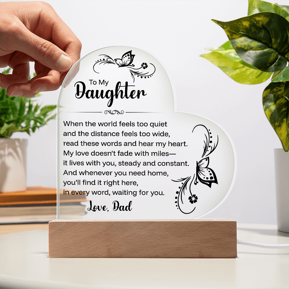 To My Daughter, Sentimental Acrylic Keepsake With LED Light, From Dad