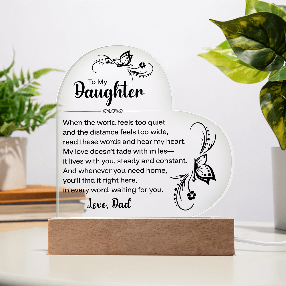 To My Daughter, Sentimental Acrylic Keepsake With LED Light, From Dad