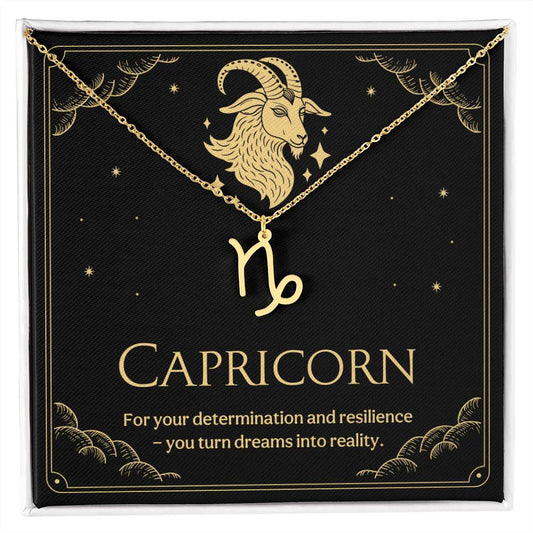 Capricorn Zodiac Symbol Necklace