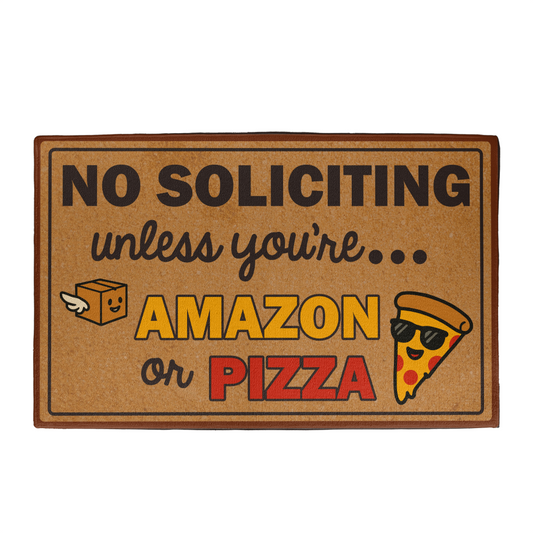 Funny Welcome Mat, No Soliciting Doormat, Indoor/Outdoor Entry Rug