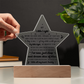 Printed Star Acrylic Keepsake For New Baby Nursery Or Child Bedroom, LED Light Feature