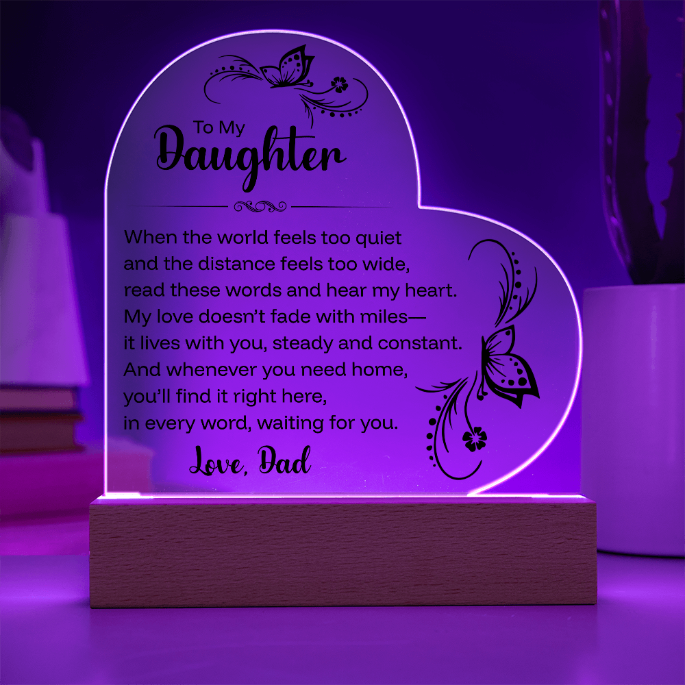 To My Daughter, Sentimental Acrylic Keepsake With LED Light, From Dad