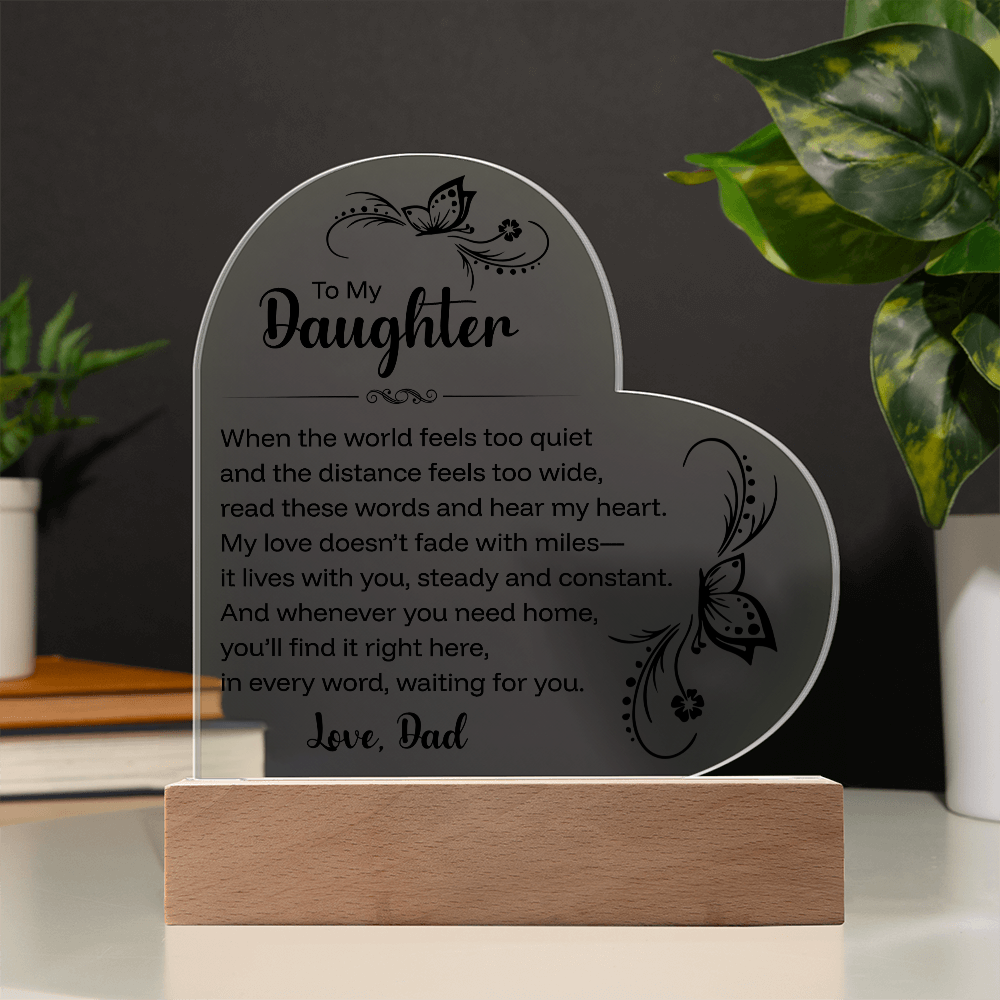 To My Daughter, Sentimental Acrylic Keepsake With LED Light, From Dad