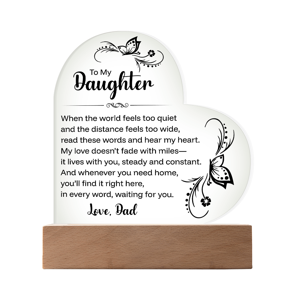 To My Daughter, Sentimental Acrylic Keepsake With LED Light, From Dad