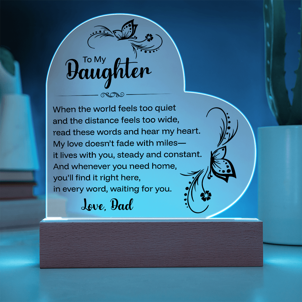 To My Daughter, Sentimental Acrylic Keepsake With LED Light, From Dad