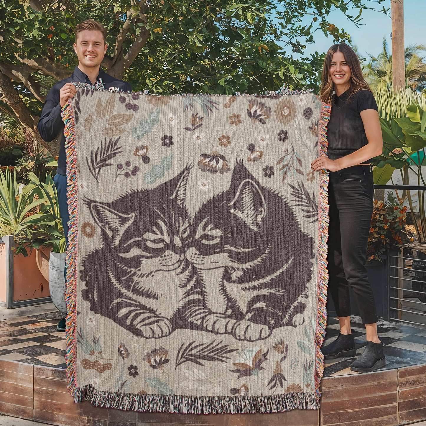 Snuggling Kitties - Woven Blanket