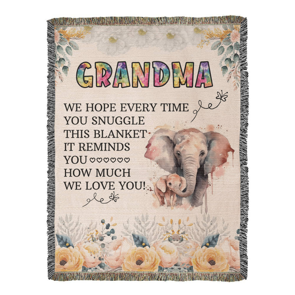 To My Grandma - Elephant Woven Blanket