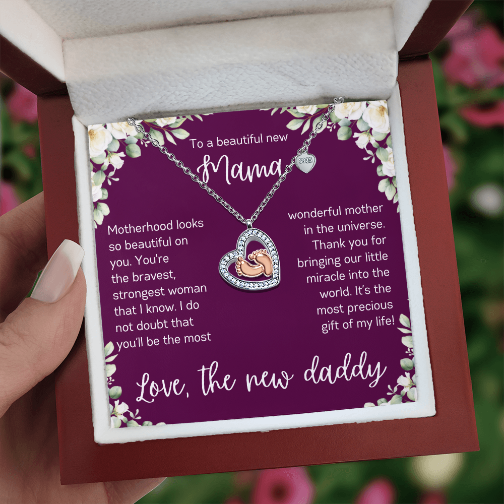 New Mama Baby Feet Necklace, Push Present