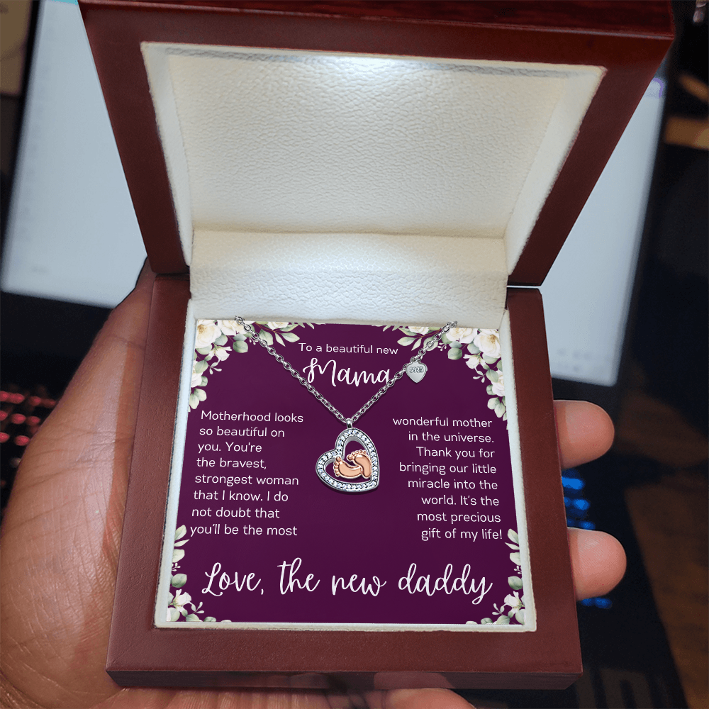 New Mama Baby Feet Necklace, Push Present
