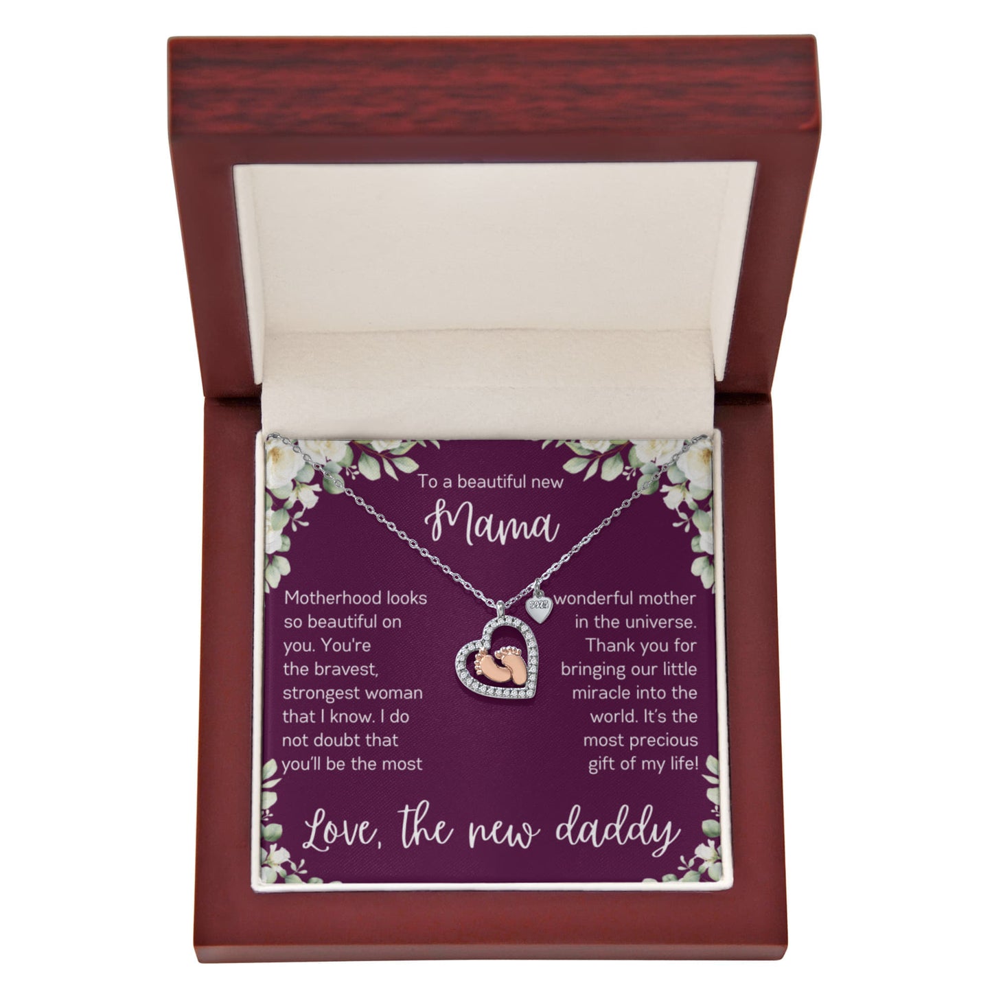 New Mama Baby Feet Necklace, Push Present