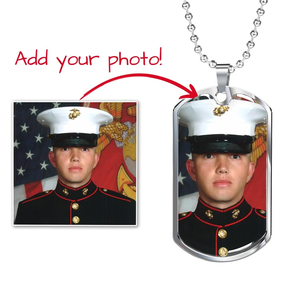 Customizable Dog Tag Necklace With Engraving Option - Upload Your Own Photo