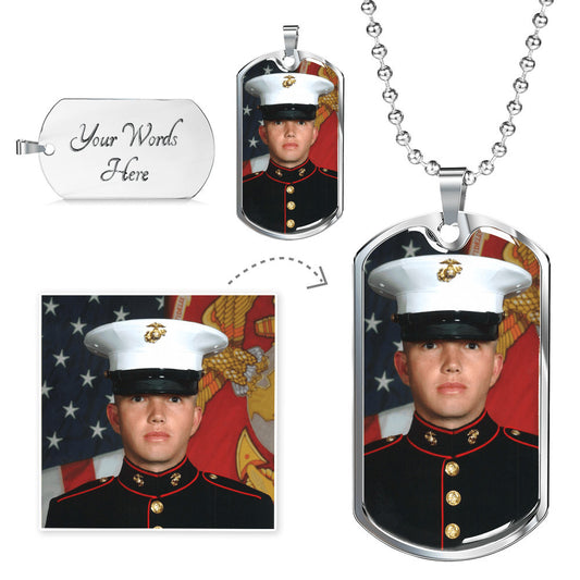 Customizable Dog Tag Necklace With Engraving Option - Upload Your Own Photo