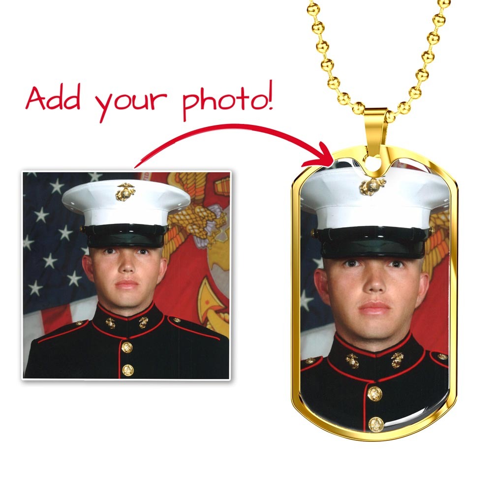Customizable Dog Tag Necklace With Engraving Option - Upload Your Own Photo